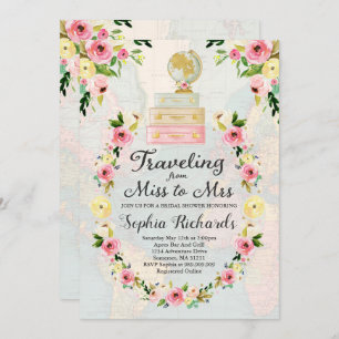 Traveling From Miss To Mrs Bridal Shower Invite