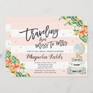 Traveling From Miss To Mrs Bridal Shower Invite