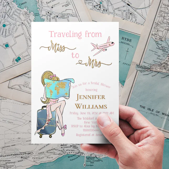 Traveling From Miss to Mrs Bridal Shower Journey Invitation Zazzle