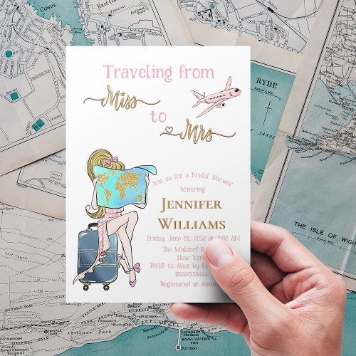 Traveling From Miss to Mrs Bridal Shower Journey Invitation