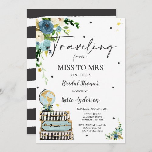 Traveling From Miss to Mrs Bridal Shower Map Bride Invitation