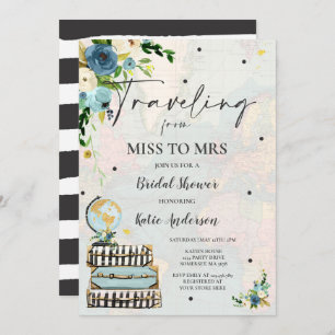 Traveling From Miss to Mrs Bridal Shower Map Bride Invitation