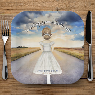 Traveling From Miss to Mrs Bridal Shower Paper Plates
