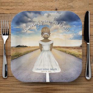 Traveling From Miss to Mrs Bridal Shower Paper Plates