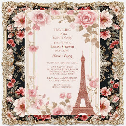 Traveling from Miss to Mrs Bridal Shower Paris Invitation