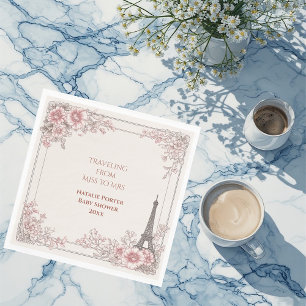 Traveling from Miss to Mrs Bridal Shower Paris Napkins