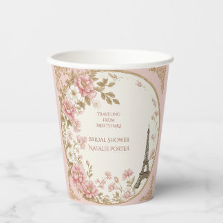 Traveling from Miss to Mrs Bridal Shower Paris  Paper Cups