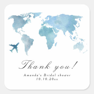 Traveling from Miss to Mrs Bridal Shower Square Sticker