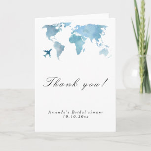 Traveling from Miss to Mrs Bridal Shower Thank You Card