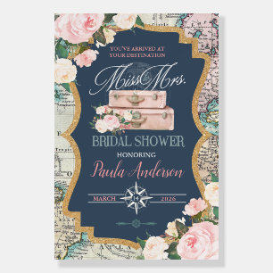 Traveling from MISS TO MRS. Bridal Shower Welcome Foam Board