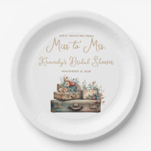 Traveling from Miss to Mrs. Bridal Shower Welcome Paper Plates