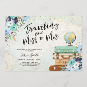 Traveling From Miss to Mrs Floral Bridal Shower Invitation