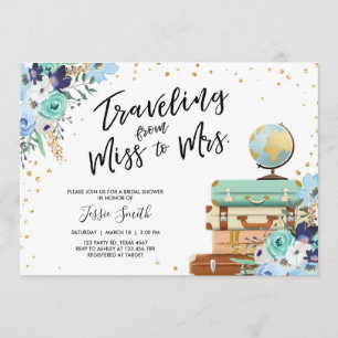 Traveling From Miss to Mrs Floral Bridal Shower Invitation