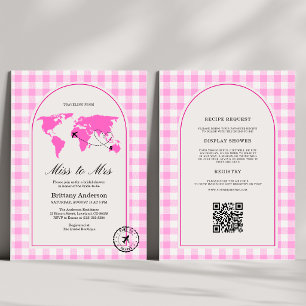 Traveling From Miss to Mrs  Gingham Bridal Shower Invitation