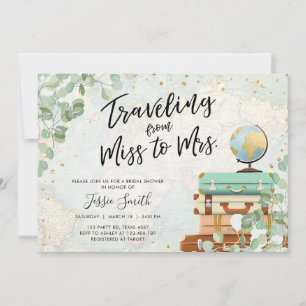 Traveling From Miss to Mrs Greenery Bridal Shower Invitation