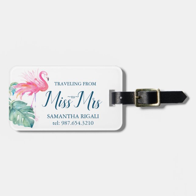 Traveling From Miss to Mrs Luggage Tag (Front Horizontal)