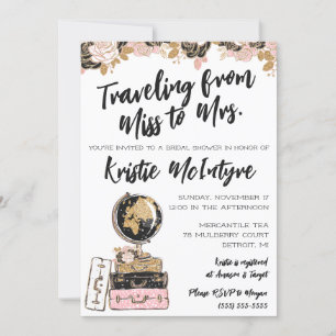 Traveling from Miss to Mrs. Modern Luggage Invitation