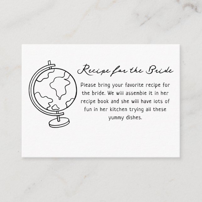 Traveling from Miss to Mrs Recipe Request Enclosure Card (Front)