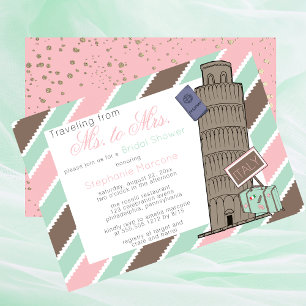 Traveling from Ms to Mrs Italy Theme Bridal Shower Invitation