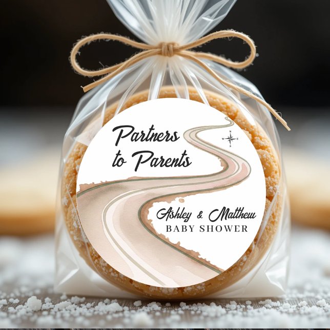 Traveling from Partners to Parents Baby Shower Classic Round Sticker (Traveling from Partners to Parents Baby Shower Classic Round Sticker
)