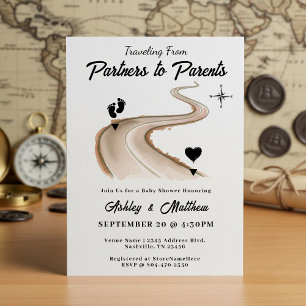 Traveling from Partners to Parents Baby Shower Invitation