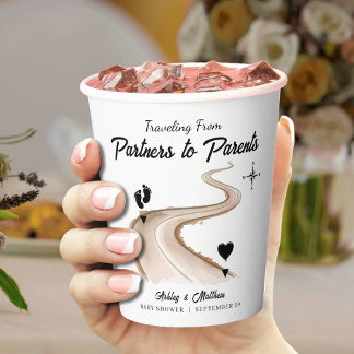 Traveling from Partners to Parents Baby Shower Paper Cups