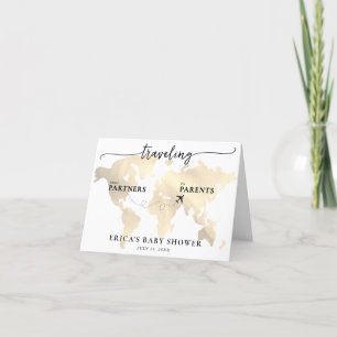 Traveling from Partners to Parents Gold Map Letterpress Thank You Card