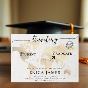 Traveling from Student to Grad Graduation Party Invitation