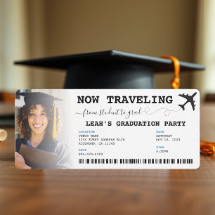 Traveling from Student to Grad Graduation Party Invitation