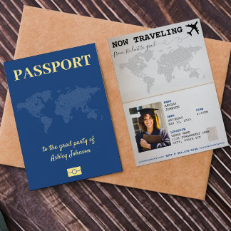 Traveling From Student to Grad Passport Graduation Invitation
