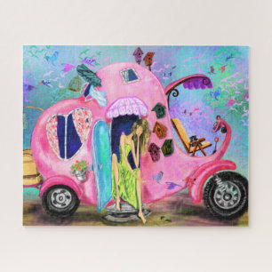 Traveling Girl Pink Elephant Motorhome Puzzle
