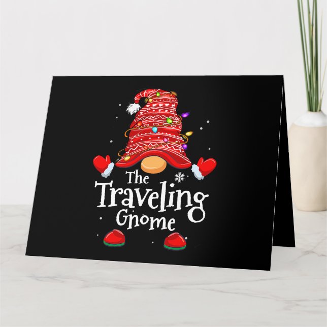 Traveling Gnome Family Matching Funny Christmas Gn Card (Front)