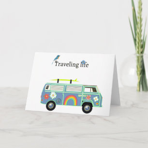 Traveling Life Retro Camper Van Happy Road Trip Card