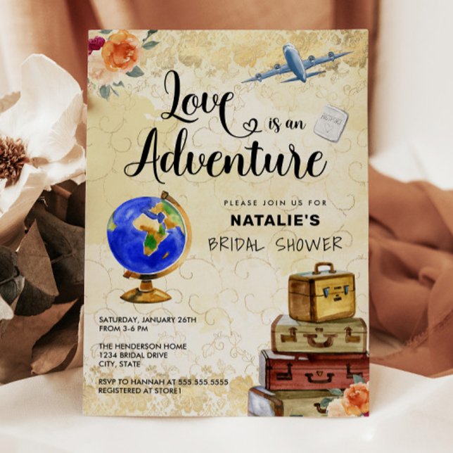 Traveling Love is an Adventure Bridal Shower Invitation (Creator Uploaded)