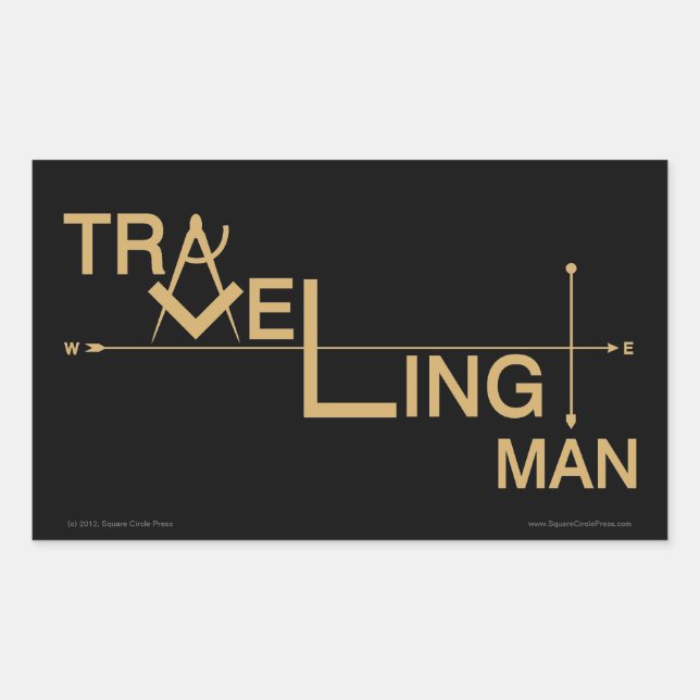 Traveling Man Oblong Sticker (Front)