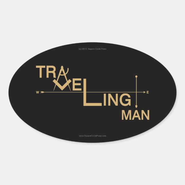 Traveling Man Oval Auto Sticker (Front)