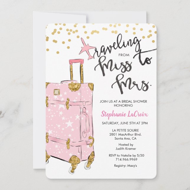 Traveling Miss to Mrs. Bridal Shower Invitation (Front)