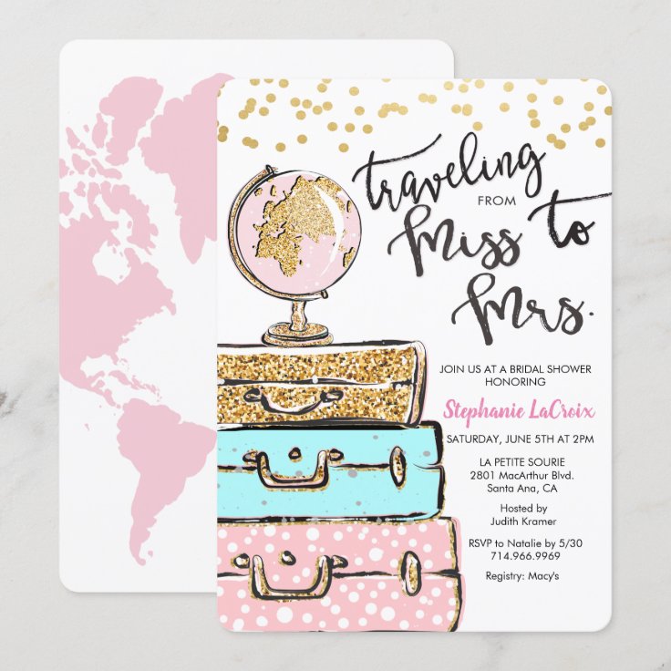 Traveling Miss to Mrs. Bridal Shower Invitation Zazzle
