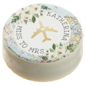 Traveling Miss to Mrs Bridal Shower Romantic Map Chocolate Covered Oreo (Angled)