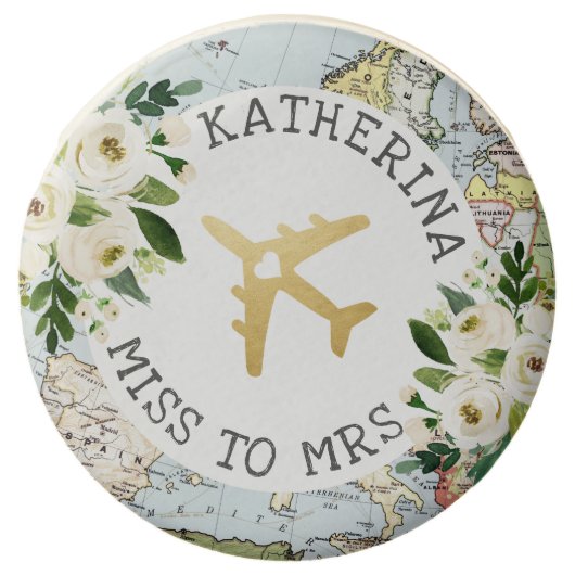 Traveling Miss to Mrs Bridal Shower Romantic Map Chocolate Covered Oreo (Front)