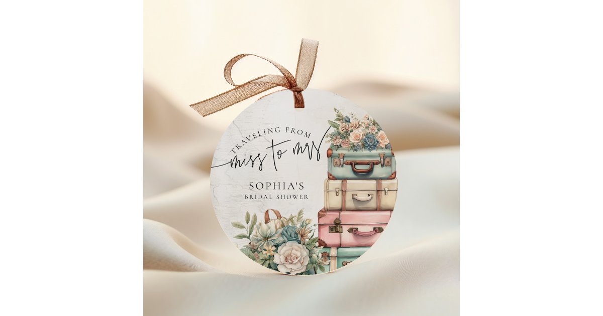 Traveling Miss to Mrs Vintage Floral Bridal Shower Favor Tags | Zazzle