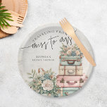 Traveling Miss to Mrs Vintage Floral Bridal Shower Paper Plates<br><div class="desc">Traveling Miss to Mrs Vintage Floral Bridal Shower Paper Plates</div>
