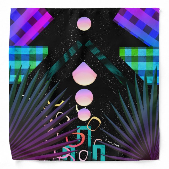 Traveling Moon Tropical Abstract Sky Bandana (Front)