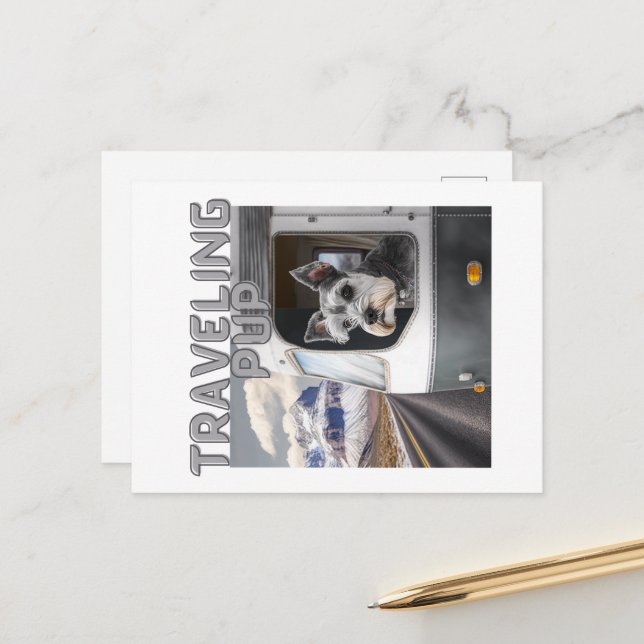Traveling Pup Postcard (Front/Back In Situ)
