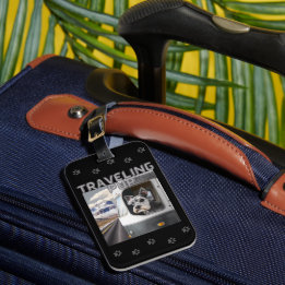 Traveling Schnauzer Pup Black Luggage Tag