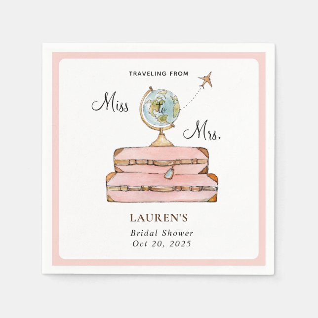 Traveling Suitcases Bridal shower  Napkins (Front)