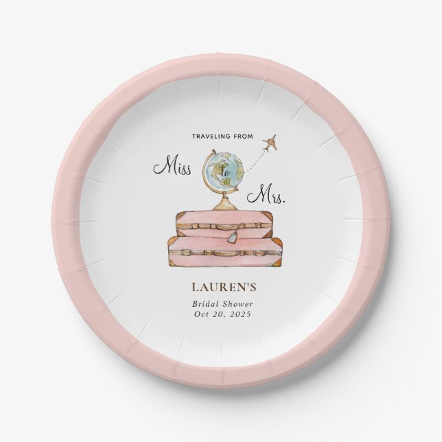 Traveling Suitcases Bridal shower  Paper Plates (Front)