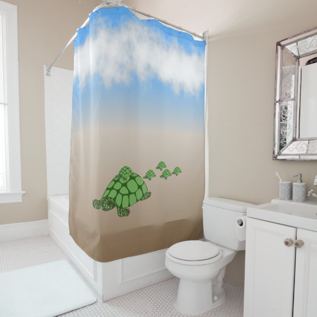 Traveling Terrapin Family Shower Curtain (In Situ)