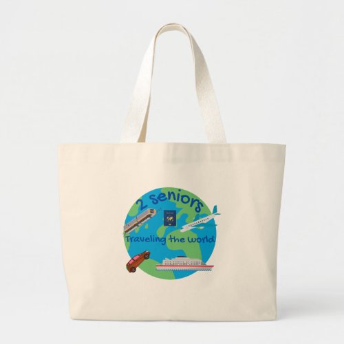 Traveling the world large tote bag