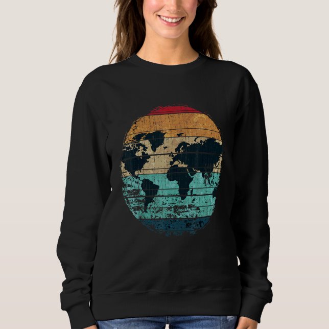 Traveling Traveler Countries Cartography Retro Wor Sweatshirt (Front)